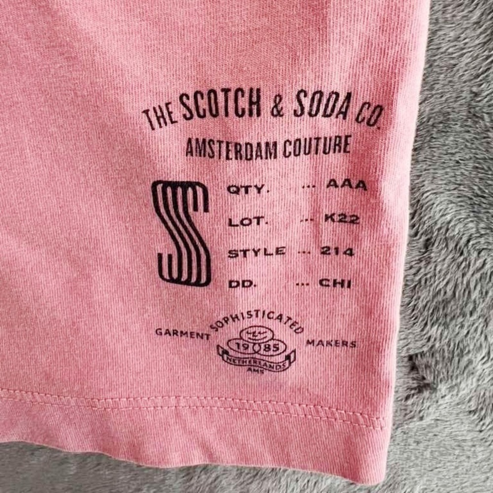 Scotch & Soda Men's Large T-Shirt Pink Organic Cotton Amsterdam Couture Graphic - Picture 6 of 6